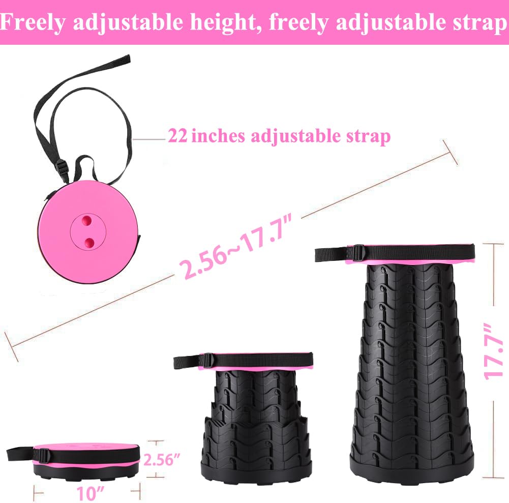 Fishboy Upgraded Collapsible Stool, 400lbs Max Weight, Lightweight But Sturdy, Portable Retractable Folding Telescoping Foldable Camping Stool for Adults Outdoor Fishing Hiking BBQ
