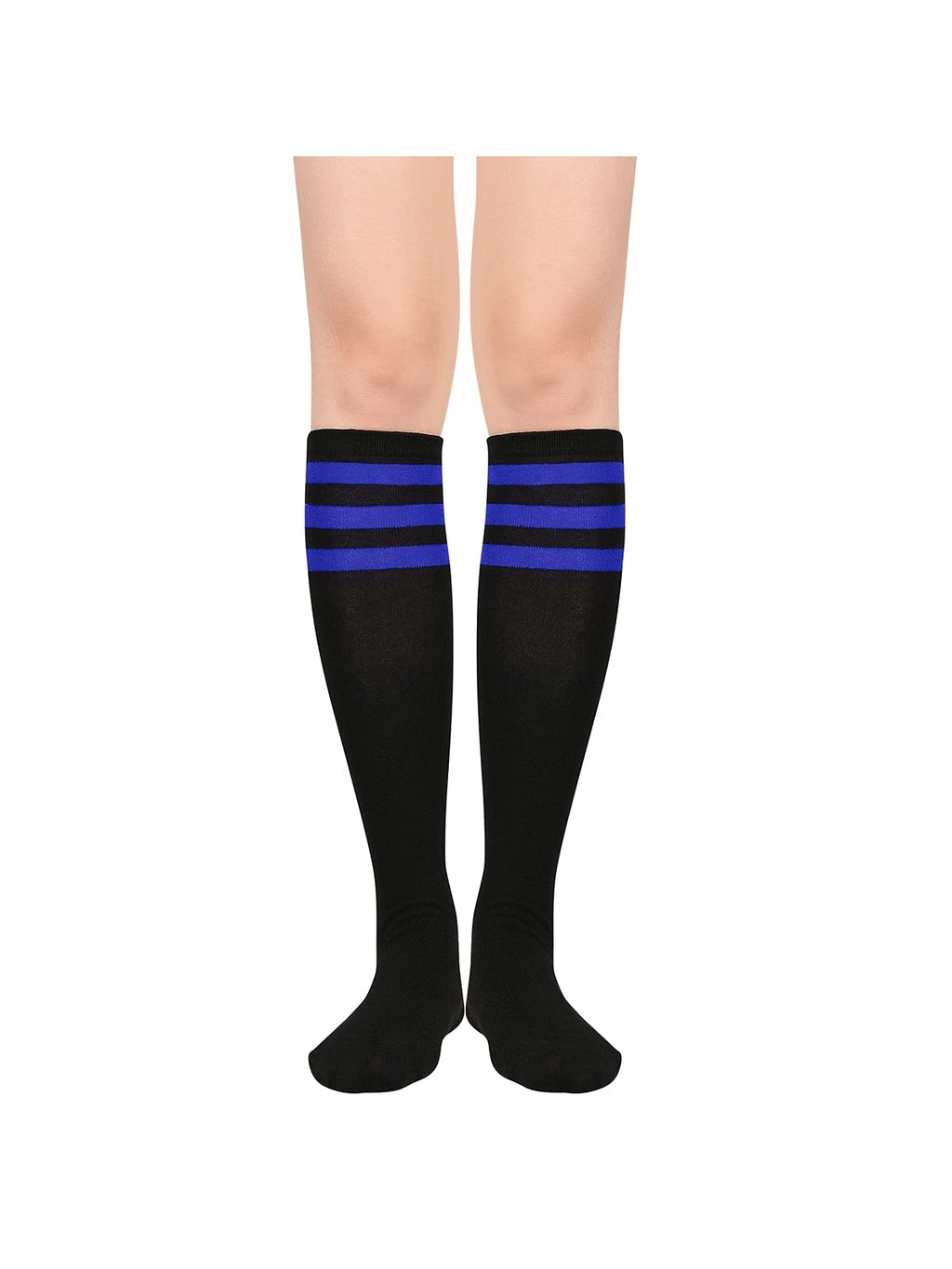 Century Star Knee High Striped Socks for Women - Long Thin Tube Sports Thigh High Socks Tall Stockings
