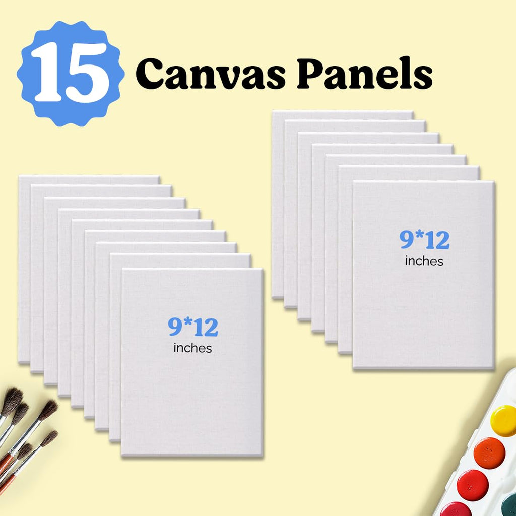 Chalkola Paint Canvas Panels 5x7 inch (15 Pack) for Acrylic Painting & Oil Art, Primed 100% Cotton Boards, Acid-Free for Professional Artists, Hobby Painters, Kids & Beginners