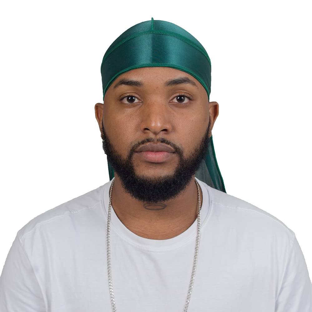4PCS Silky Durags for Men Women 360 Waves with 1 Wave Cap, Silky Satin Durag Extra Long Tails