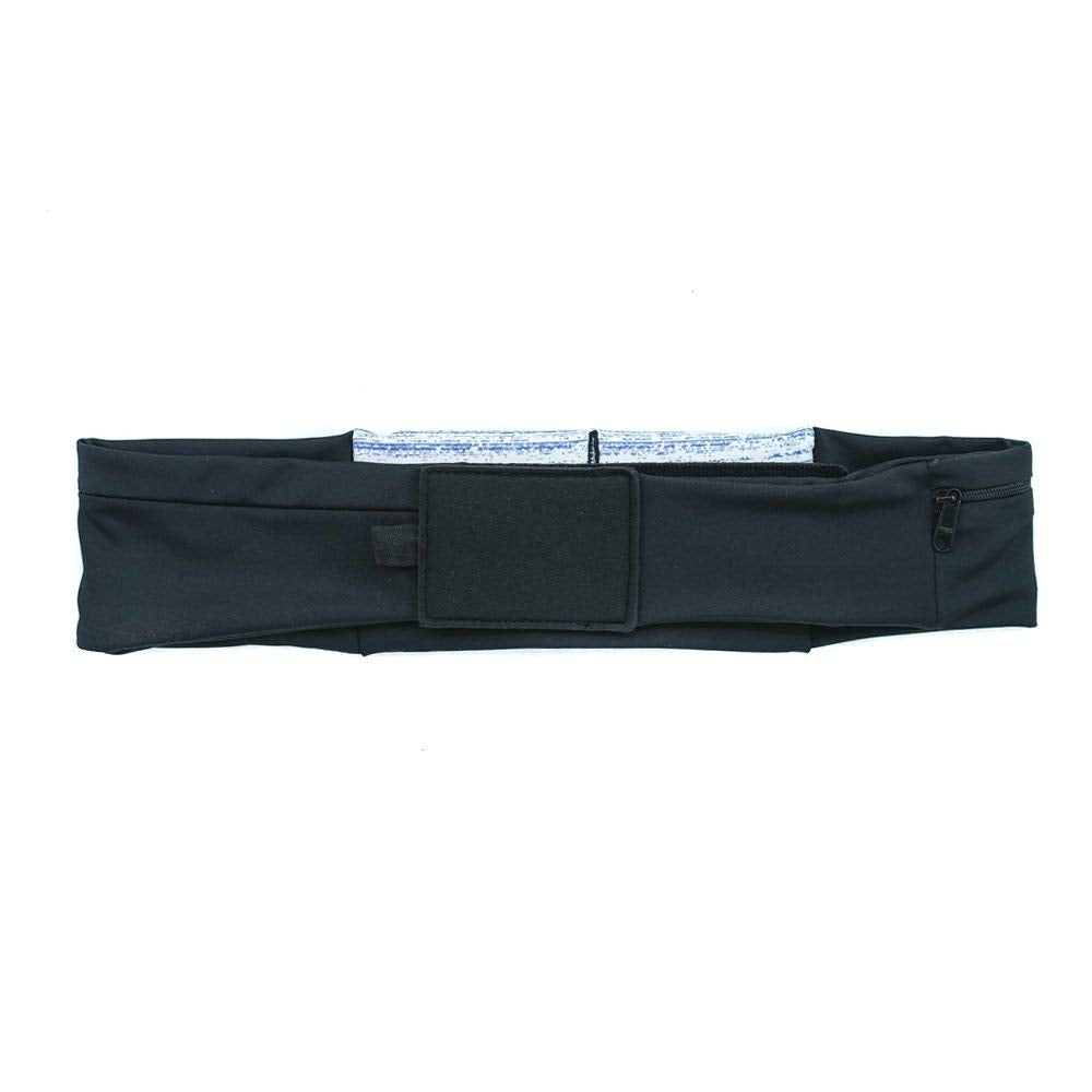 3 Pocket Adjustable Running Belt Waist Pack, Fanny Pack For Working Out With Sweat Resistant Backing, Holds All iPhone Models (Black/Black, X-Small)