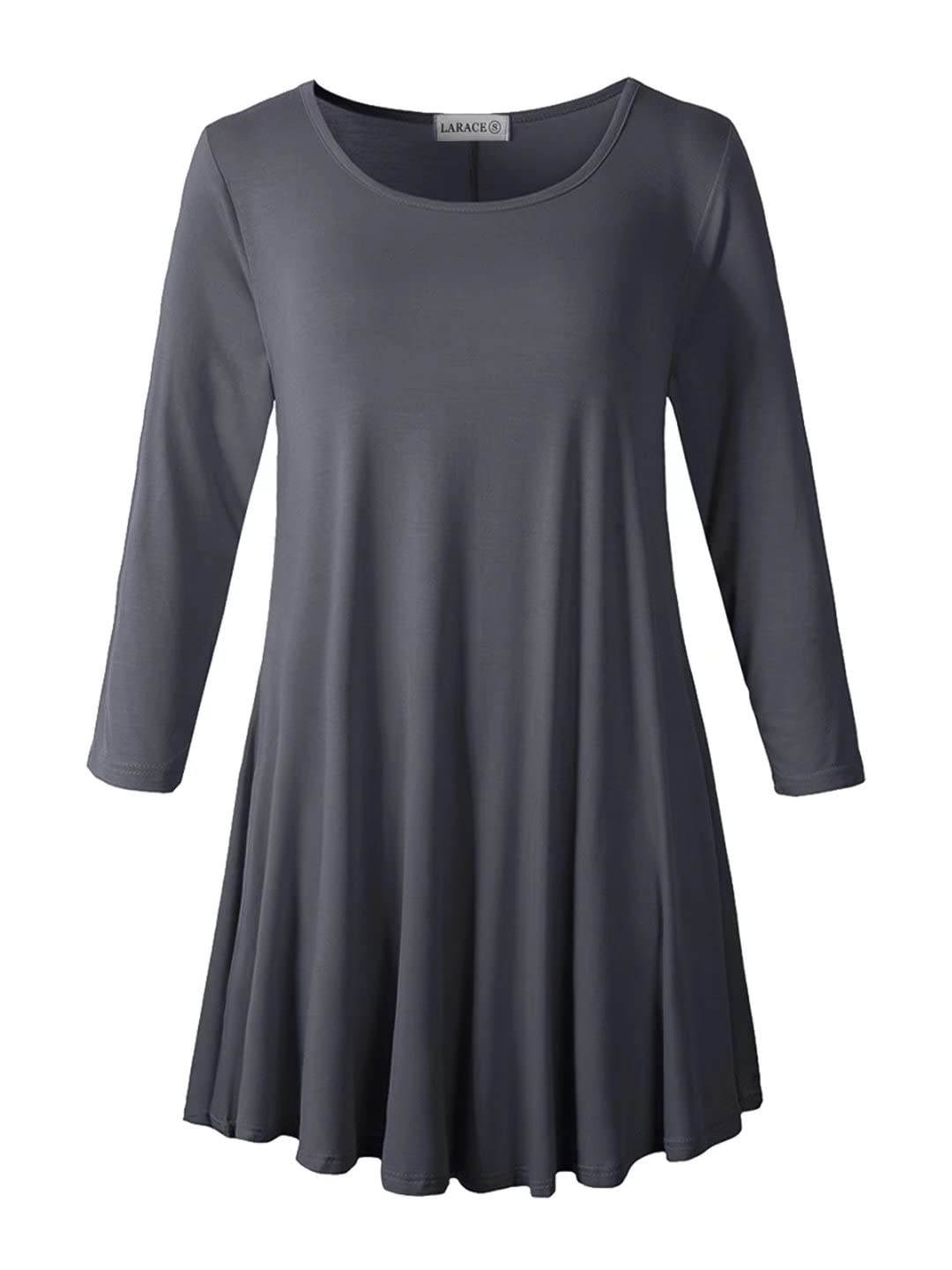 LARACE 3/4 Sleeve Shirts for Women Plus Size Tunic Dressy Top Loose Fit Flare T-Shirt