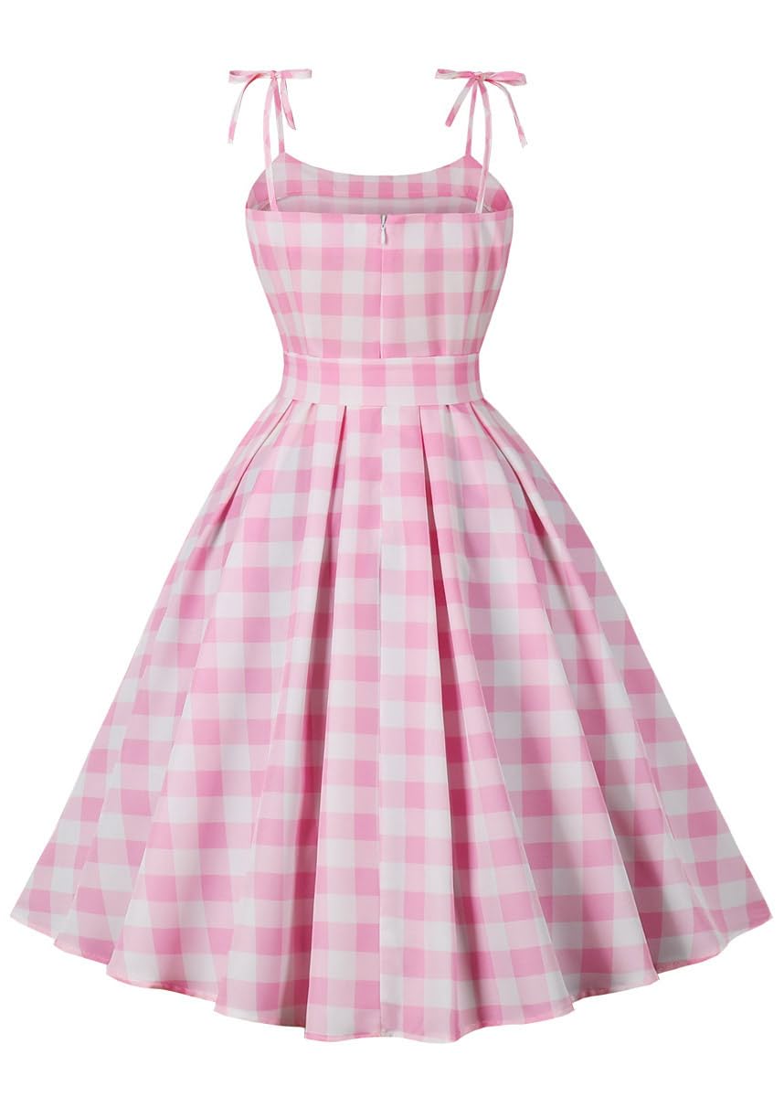 Nihsatin Vintage 1950s Retro Rockabilly Swing Dress Polka Dots Cocktail Dress with Belt