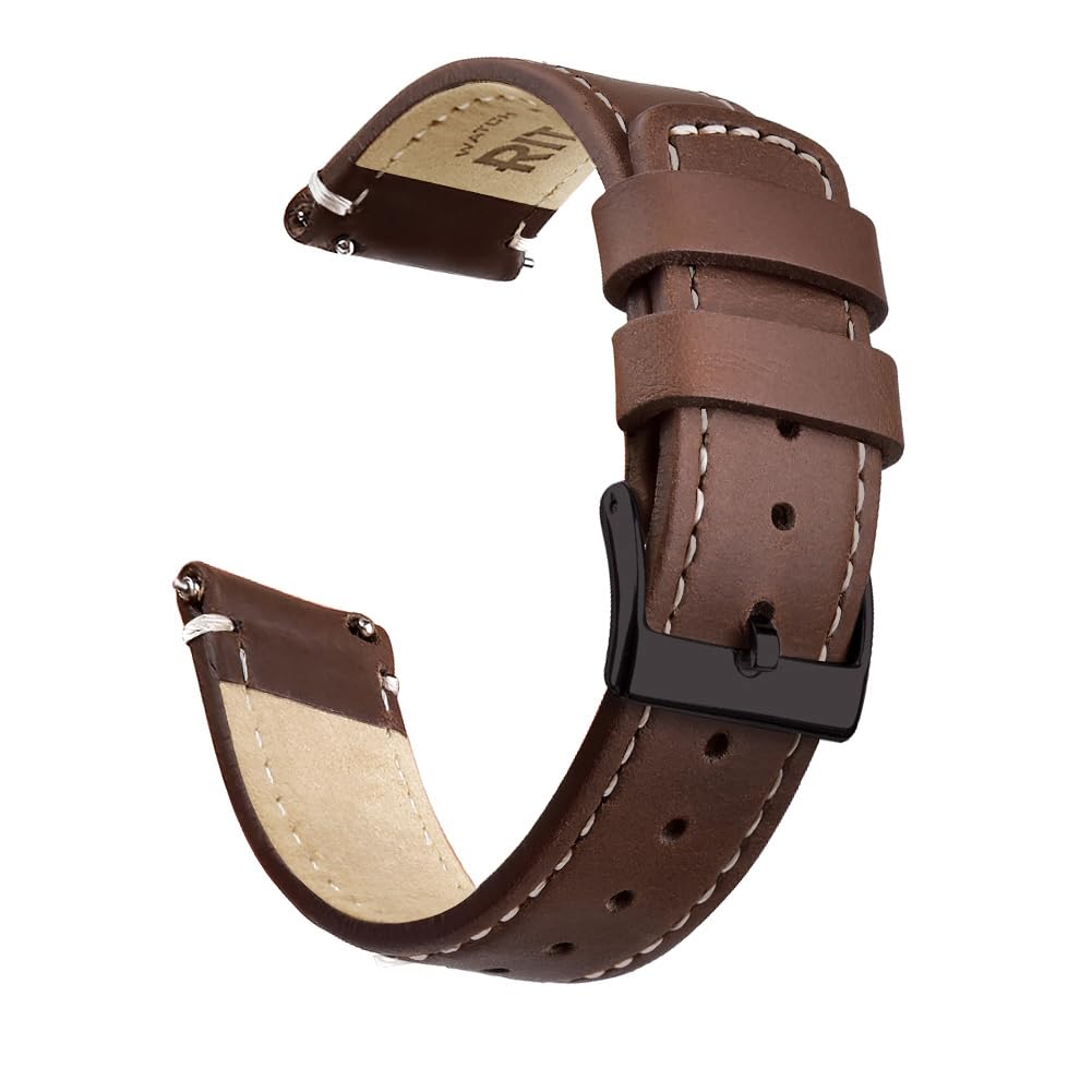 Ritche Christmas Gift Quick Release Leather Watch Band Leather Watch Strap 18mm 19mm 20mm 21mm 22mm 23mm or 24mm for Men and Women, White Elephant Gifts, Stocking Stuffers For Men