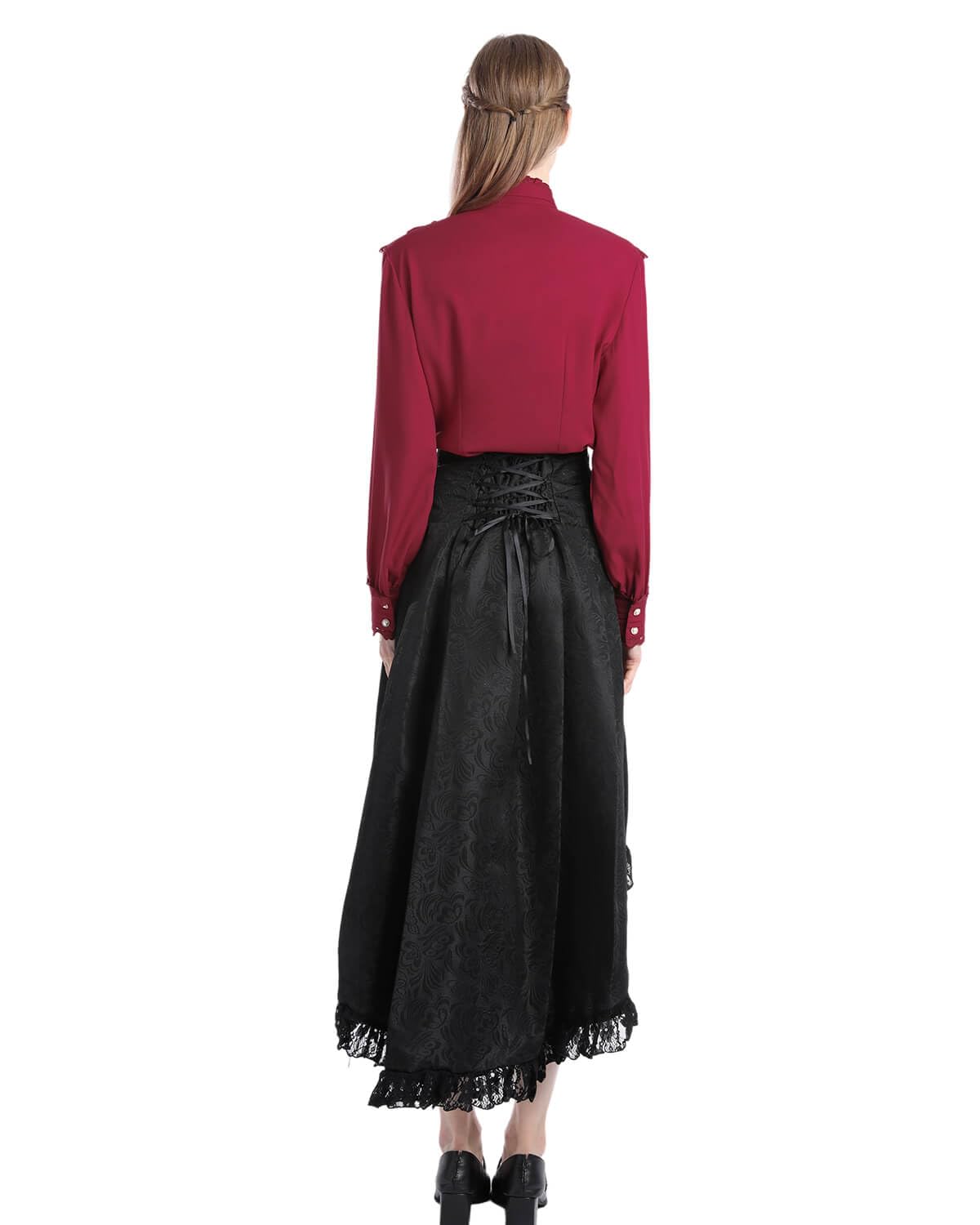 Nuoqi Victorian Blouse Womens Gothic Shirt Vintage Long Sleeve Lotus Ruffle Tops