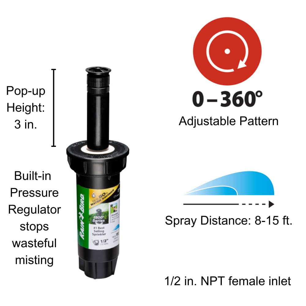 Rain Bird 1802AP4PRS PRS Professional Pop-Up, Full Circle, 3-4 Feet, 2"
