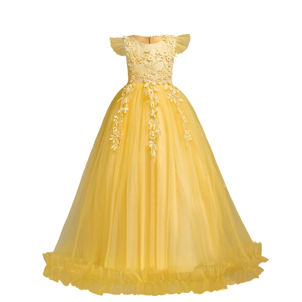 Flower Girls Maxi Dress Bridesmaid Wedding Pageant Party Princess Communion Floral Boho Vintage Lace Dance Gown