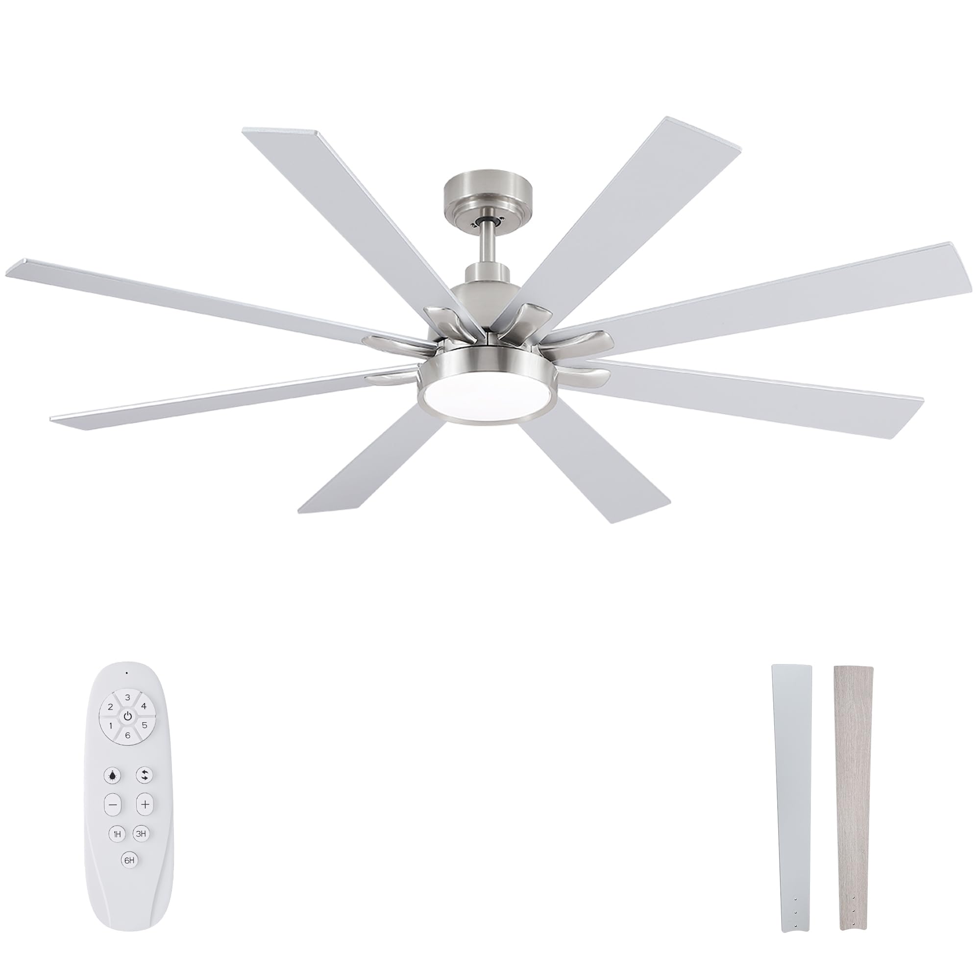 42 Inch Low Profile Ceiling Fan with Light, White Ceiling Fans with Lights and Remote, Flush Mount, 6 Speeds Reversible Quiet DC, 3CCT Dimmable, Indoor Outdoor Ceiling Fans for Patios Bedroom