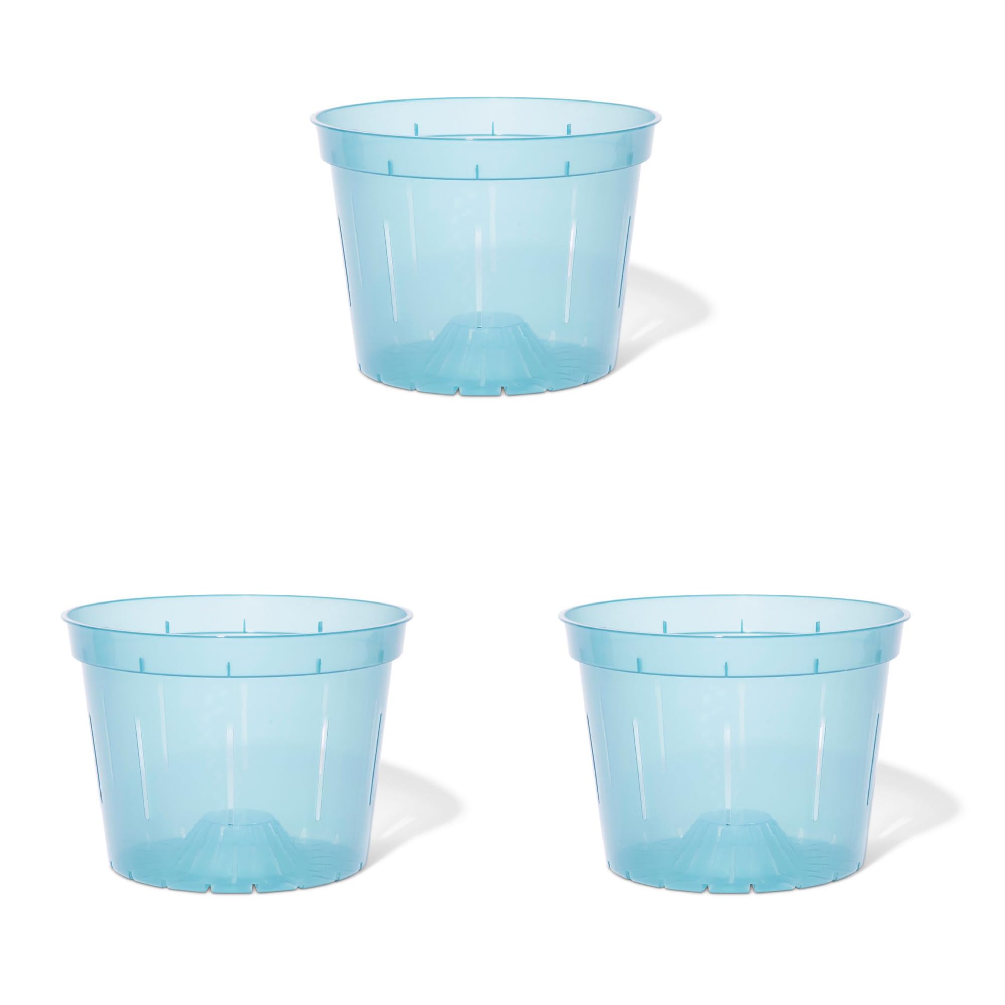 rePotme 3 inch Orchid Pot 3 Pack - Slotted Orchid Pots with Holes for Repotting (Blue Sapphire)