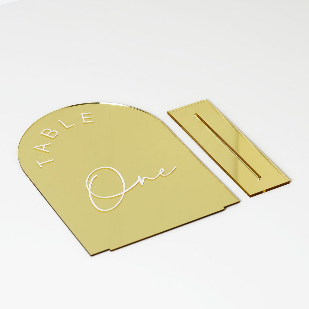 Black Arched Wedding Table Numbers 1-10 with Stands, 5x7 Inch Black Arch Acrylic Sign with Gold Letters, Acrylic Table Numbers for Wedding Reception