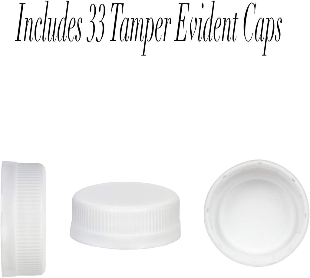 Soymerica 16 Oz Empty Plastic Juice Bottles with Tamper Evident Caps – 33 Pack Drink Containers - Great for Homemade Juices, Milk, Smoothies, Tea and Other Beverages - Food Grade BPA Free