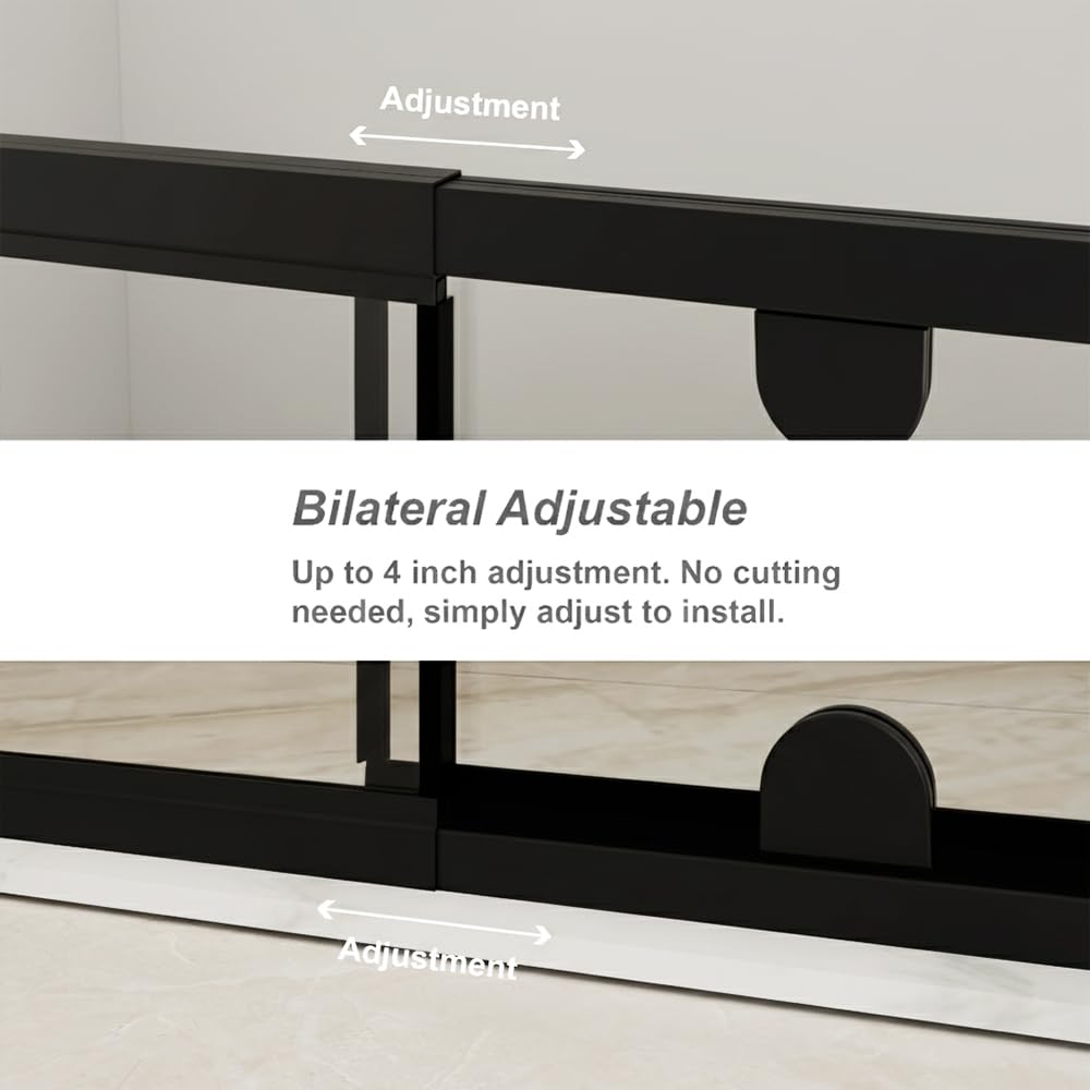 28” x 72” Pivot Shower Door, 1/4 inch Tempered Glass Panel Pivot Swing Shower Door in Matte Black Finish, Semi-Frameless Design
