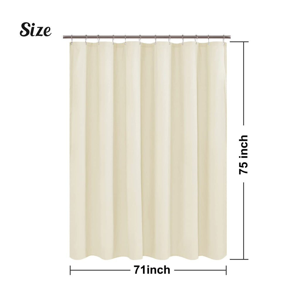 Mrs Awesome Embossed Microfiber Shower Curtain Liner 70 x 72 inches, Soft Fabric Shower Curtain Washable and Water Repellent,70x72, Cream