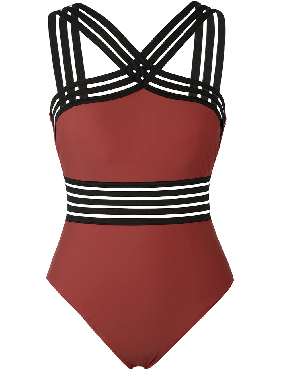 Hilor Women's Tummy Control Swimsuits Slimming One Piece Bathing Suits Front Crossover Swimwear