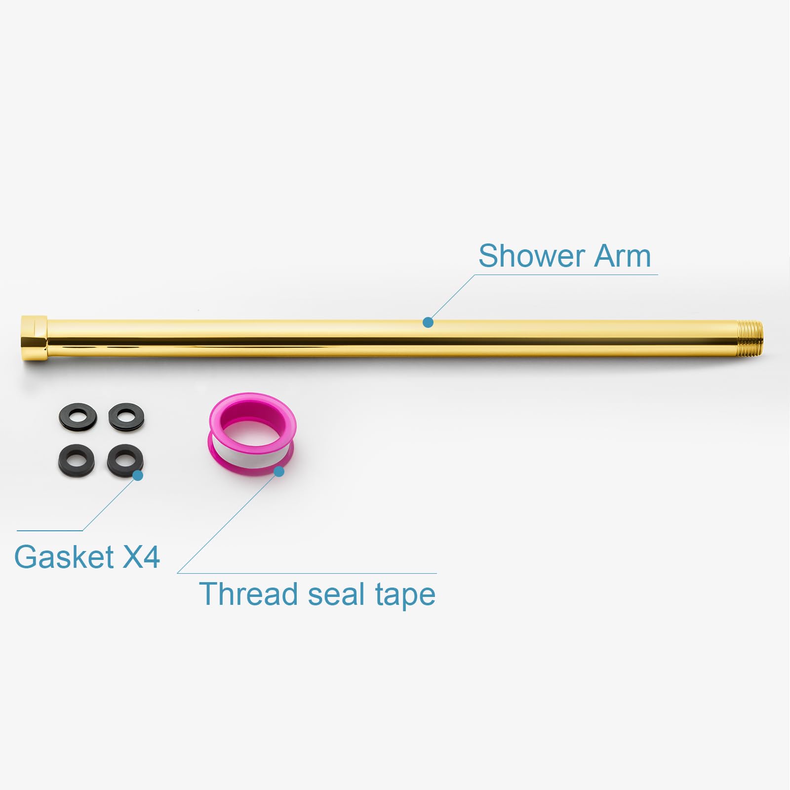 OFFO Shower Head Extension Arm, Shower Arm Extension Shower Head Extender Made of 304 Stainless Steel Shower Pipe Extension, Bright Gold 3 in