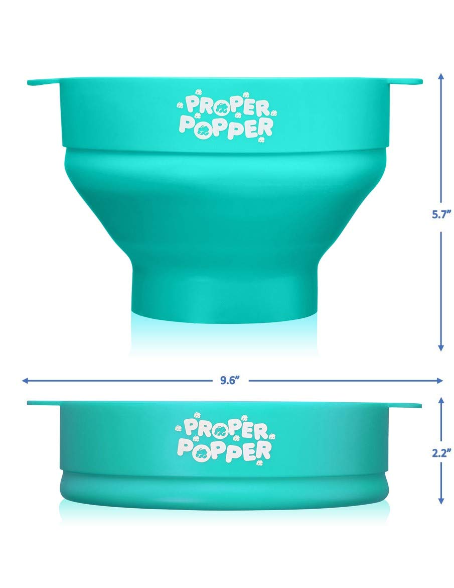 The Original Proper Popper Microwave Popcorn Popper, Silicone Popcorn Maker, Collapsible Bowl BPA Free & Dishwasher Safe - (Aqua)