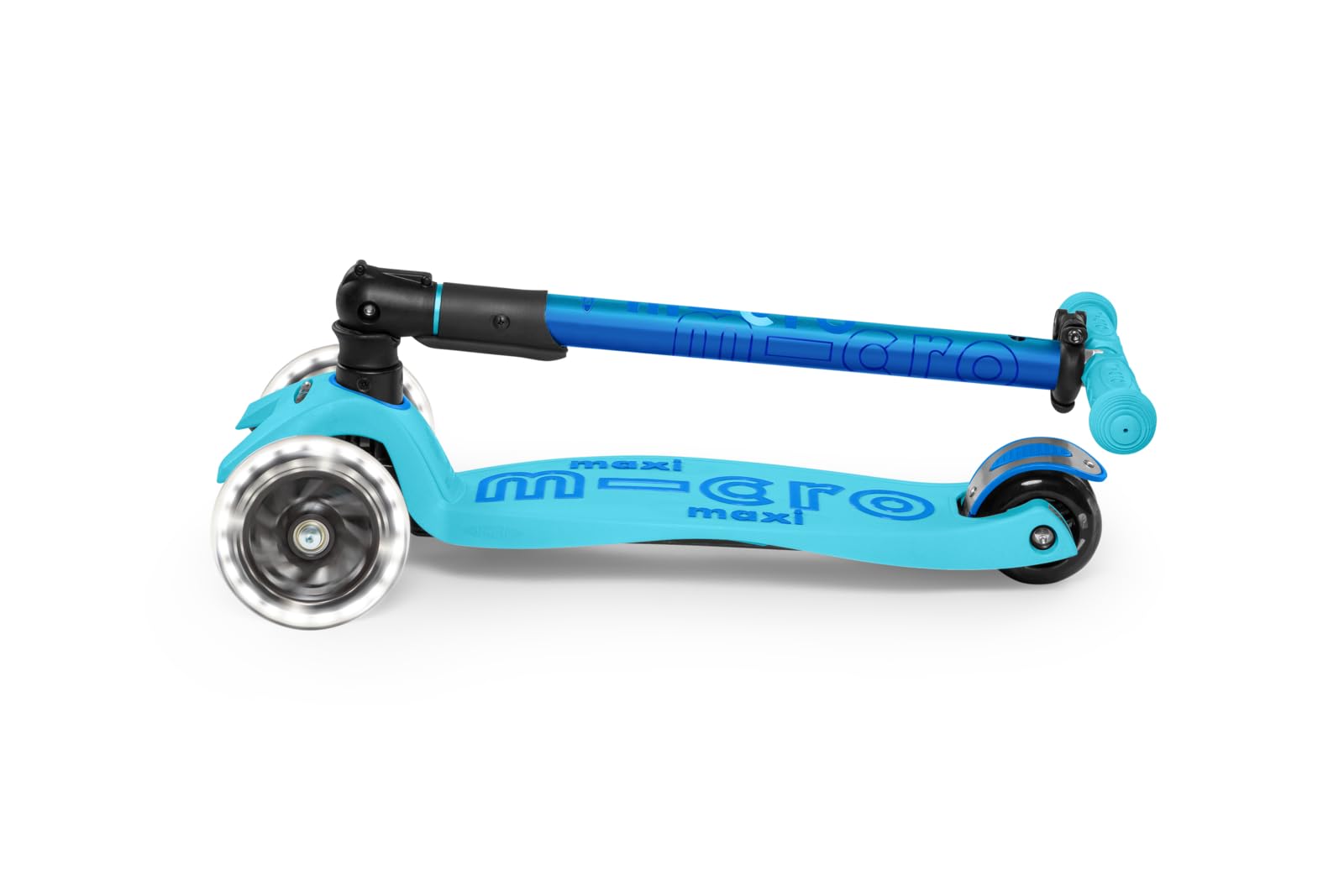 Micro Kickboard | Maxi Foldable LED Kids Scooter for Ages 5-12 | Children up to 110 lbs | 3 Wheel Lean-to-Steer Design | Adjustable T Bar | Smooth Ride, Motion Activated PU LED Wheels | Swiss Design