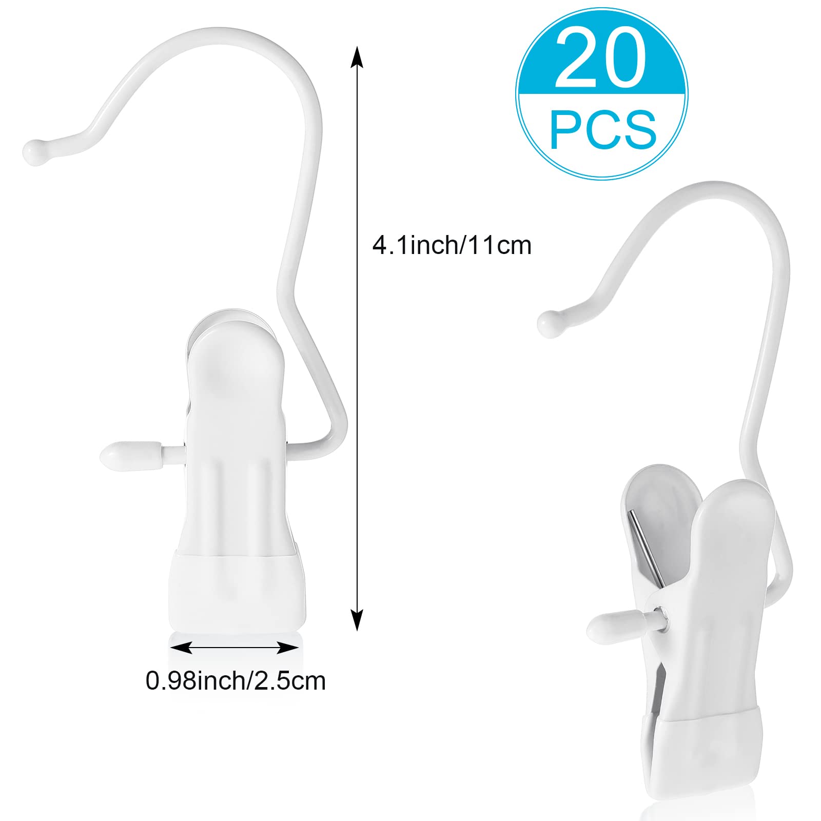 Hotop 20 Pieces Boot Hanger Clips for Closet, Laundry Hanging Hooks Heavy Duty Clips Boot Holder Portable Single Hooks Space Saving for Pants Jeans Clothes Hats Tall Towels (Black)
