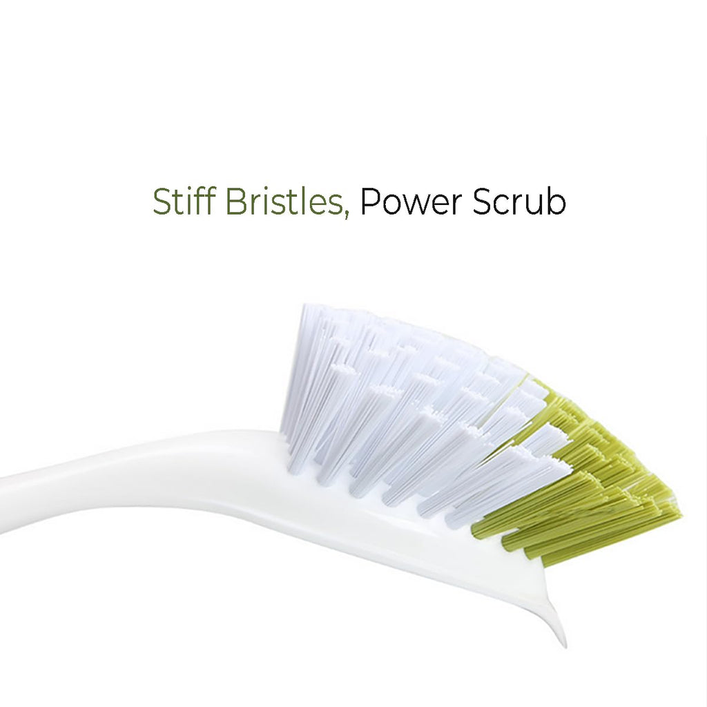 Dish Brush with Handle, Firm & Stiff Bristles Dish Scrubber for Pots, Pans & Sink Cleaning, 2 Pack