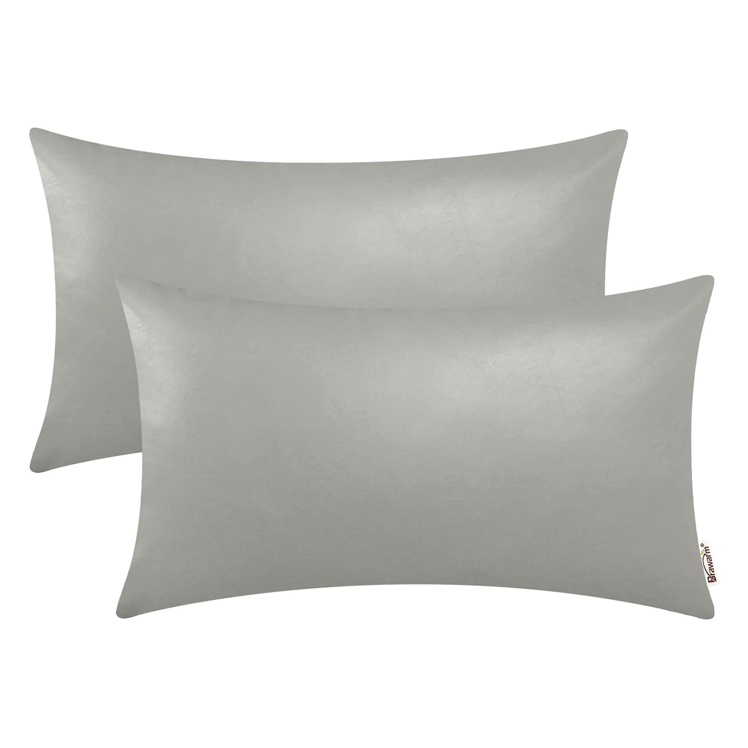 BRAWARM Faux Leather Throw Pillow Covers 16 X 16 Inches - Black Leather Pilow Covers Pack of 2, Solid Dyed Leather Pillowcases for Couch Bed Sofa Garden Home Decorative