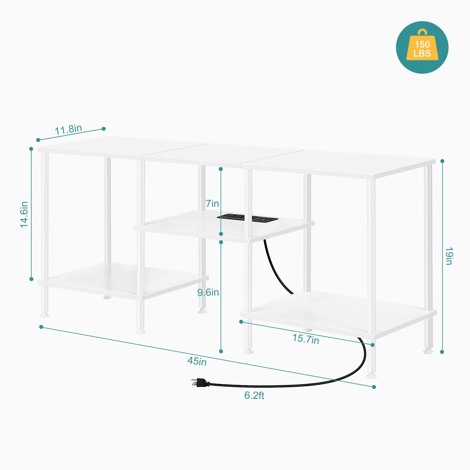 OYEAL Black Bedroom TV Stand with Power Outlets up to 50 inch TV, Small Entertainment Center Stand with Storage Modern Media TV Console Table for Living Room Bedroom