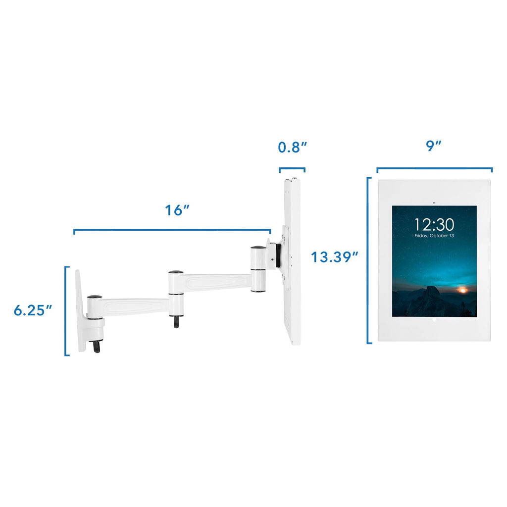 Mount-It! Anti-Theft Tablet Wall Mount with Swing Arm for iPad, iPad Air, iPad Pro | Lockable, Tamper-Proof Design, Full Motion Tilt, Swivel, Rotation, VESA 75x75 for Office, Retail, Black