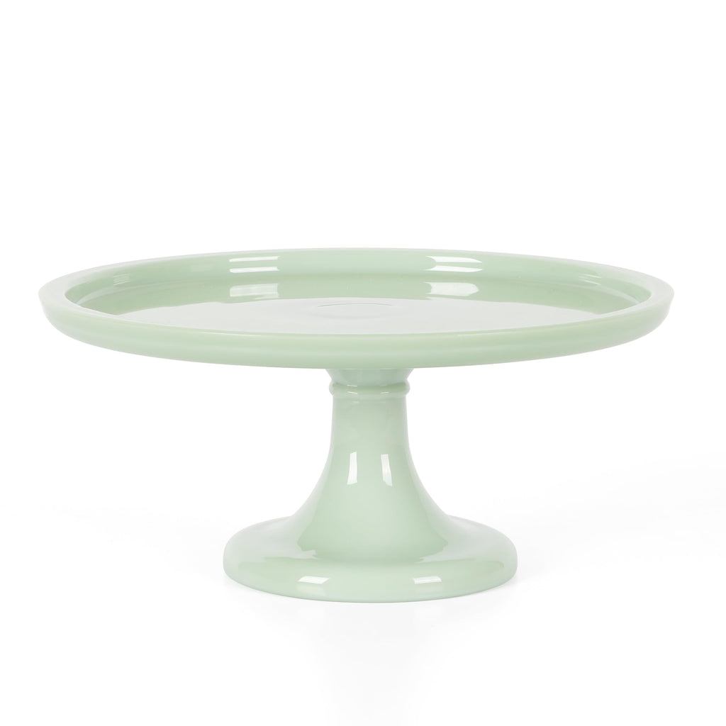 Martha Stewart Watercrest Glass Cake Stand, 10.2 Inch Footed Pedestal Cake Plate with Scalloped Ruffled Edge, Clear Handmade Glassware for Weddings, Parties, and Dessert Display