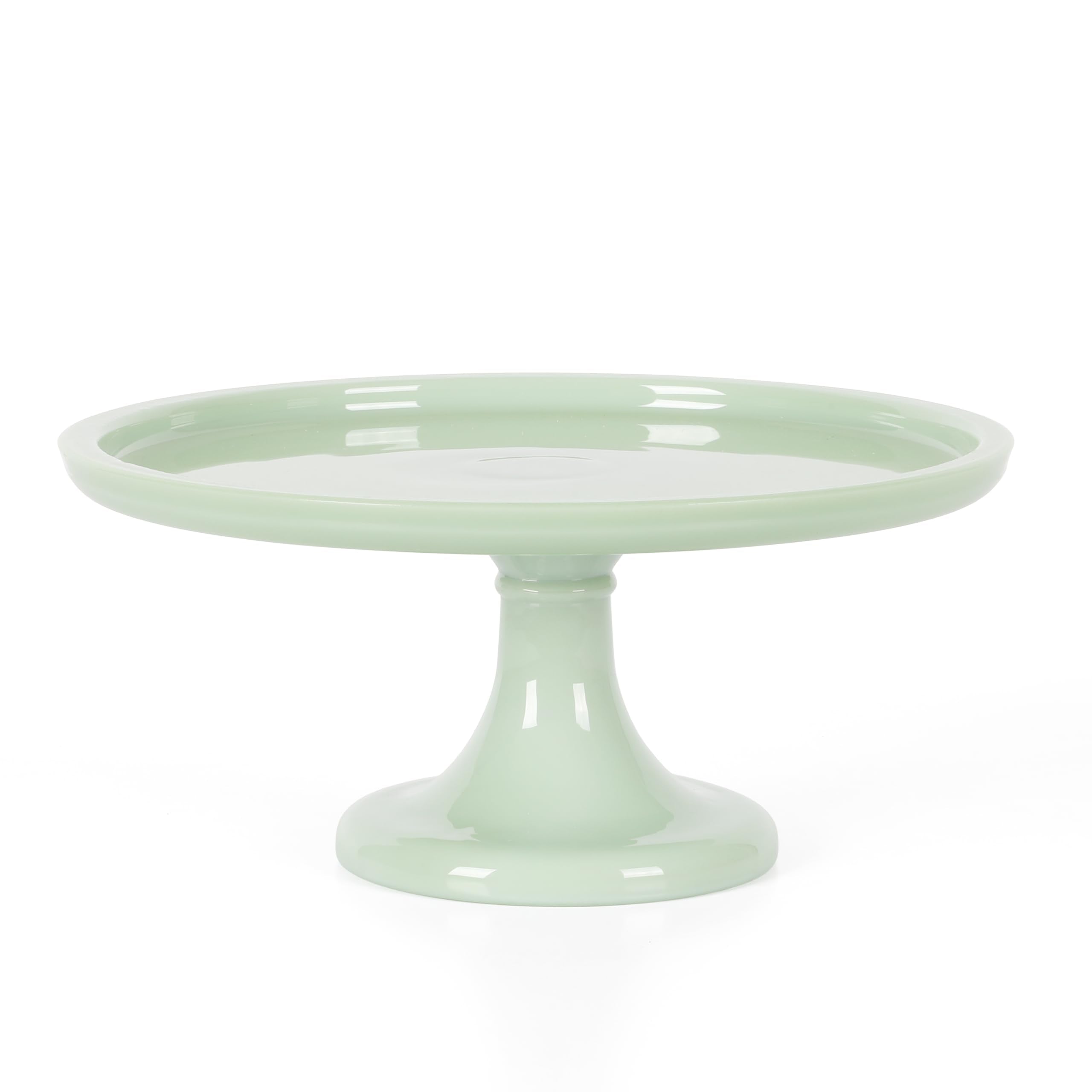 Martha Stewart Watercrest Glass Cake Stand, 10.2 Inch Footed Pedestal Cake Plate with Scalloped Ruffled Edge, Clear Handmade Glassware for Weddings, Parties, and Dessert Display