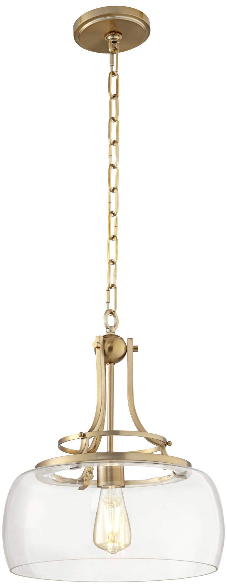 Franklin Iron Works Charleston Satin Nickel Pendant Chandelier 16" Wide Rustic Farmhouse Seeded Clear Glass LED 3-Light Fixture for Dining Room House Foyer Entryway Kitchen Bedroom Living Room
