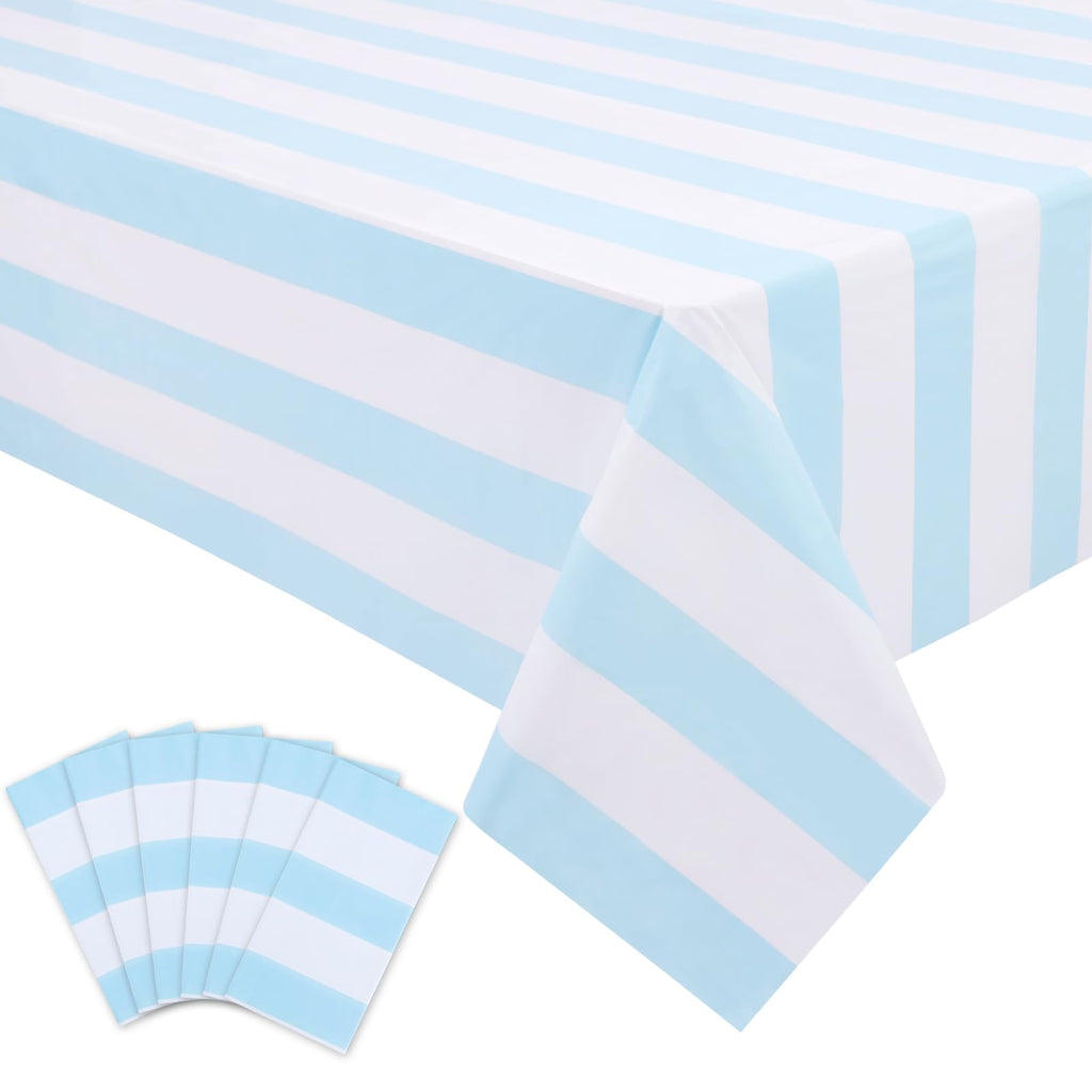 Kesfey 3 Packs Black and White Horizontal Striped Table Cloth 54 x 108 Inch Classic Black Stripe Tablecloths Disposable Plastic Stripe Table Covers Waterproof Picnic Tablecover for Halloween Party