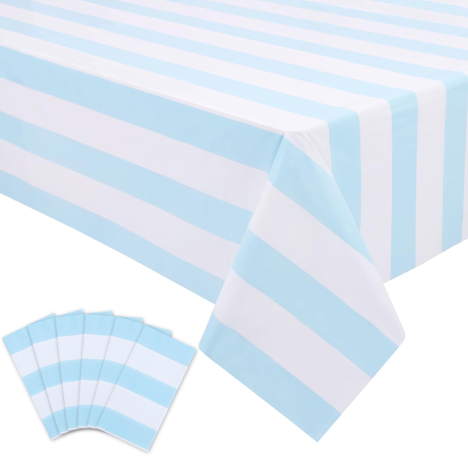 Kesfey 3 Packs Black and White Horizontal Striped Table Cloth 54 x 108 Inch Classic Black Stripe Tablecloths Disposable Plastic Stripe Table Covers Waterproof Picnic Tablecover for Halloween Party