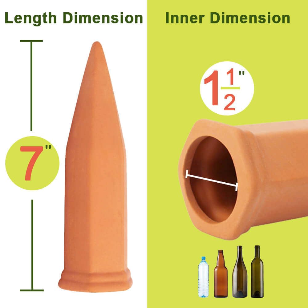 vensovo Terracotta Self Watering Spikes - 24 Pcs Potted Plant Watering Devices Vacation Self-Watering Stakes for Outdoor, Indoor Plants, Wine Bottle