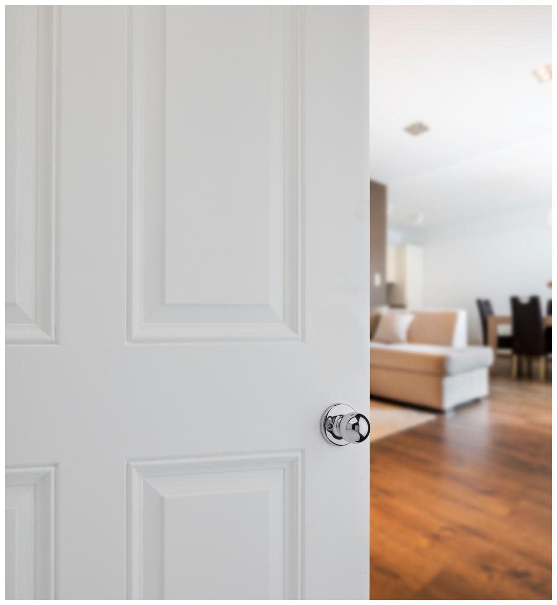 Kwikset Polo Dummy Door Knob, Single Sided Handle for Closets, French Double Doors, and Pantry, Matte Black Non-Turning Interior Push/Pull Door Knob, with Microban Protection