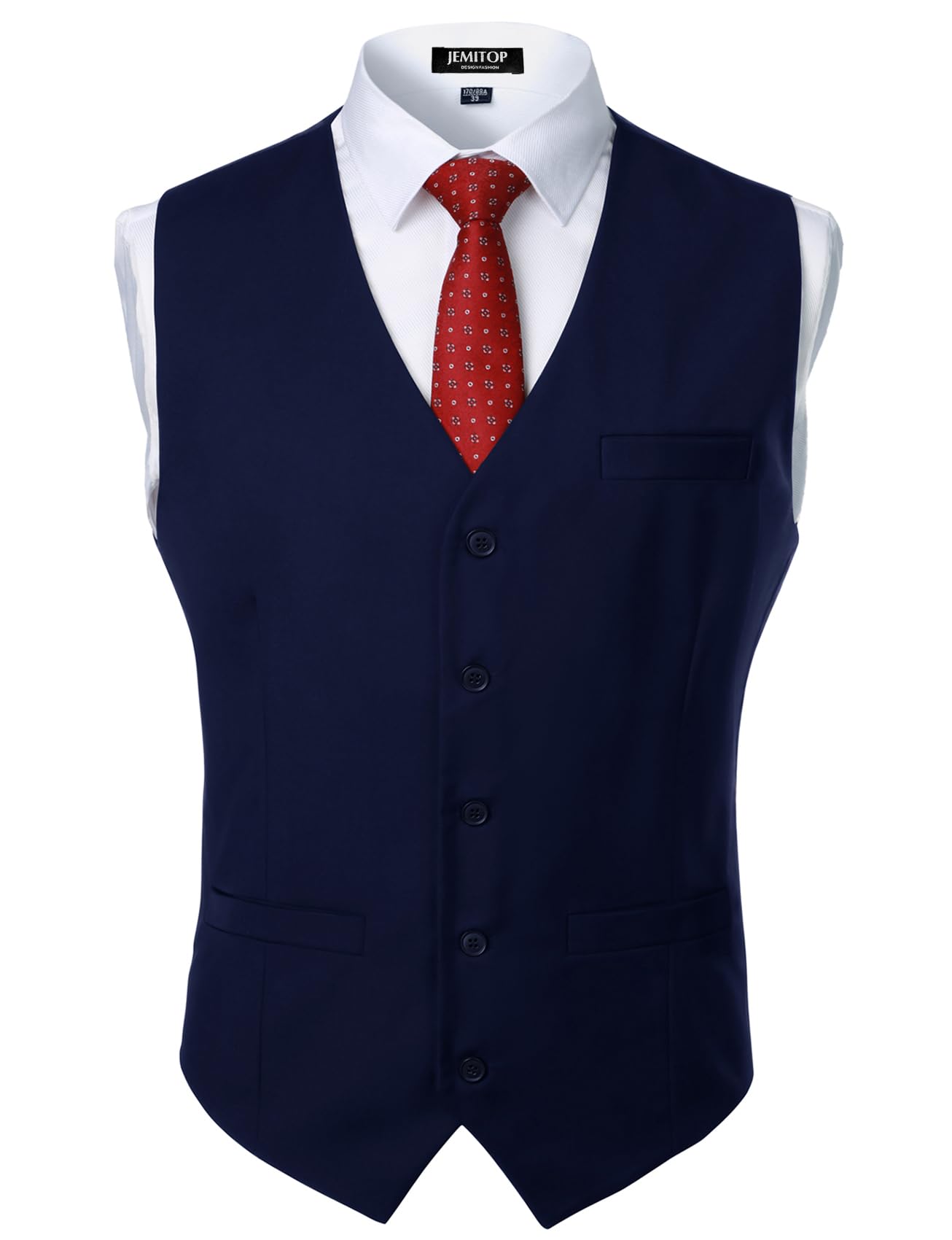 JEMITOP Men's Classic Slim Fit Dress Vest Formal Wedding Prom Tuxedo Suit Vest with Pocket