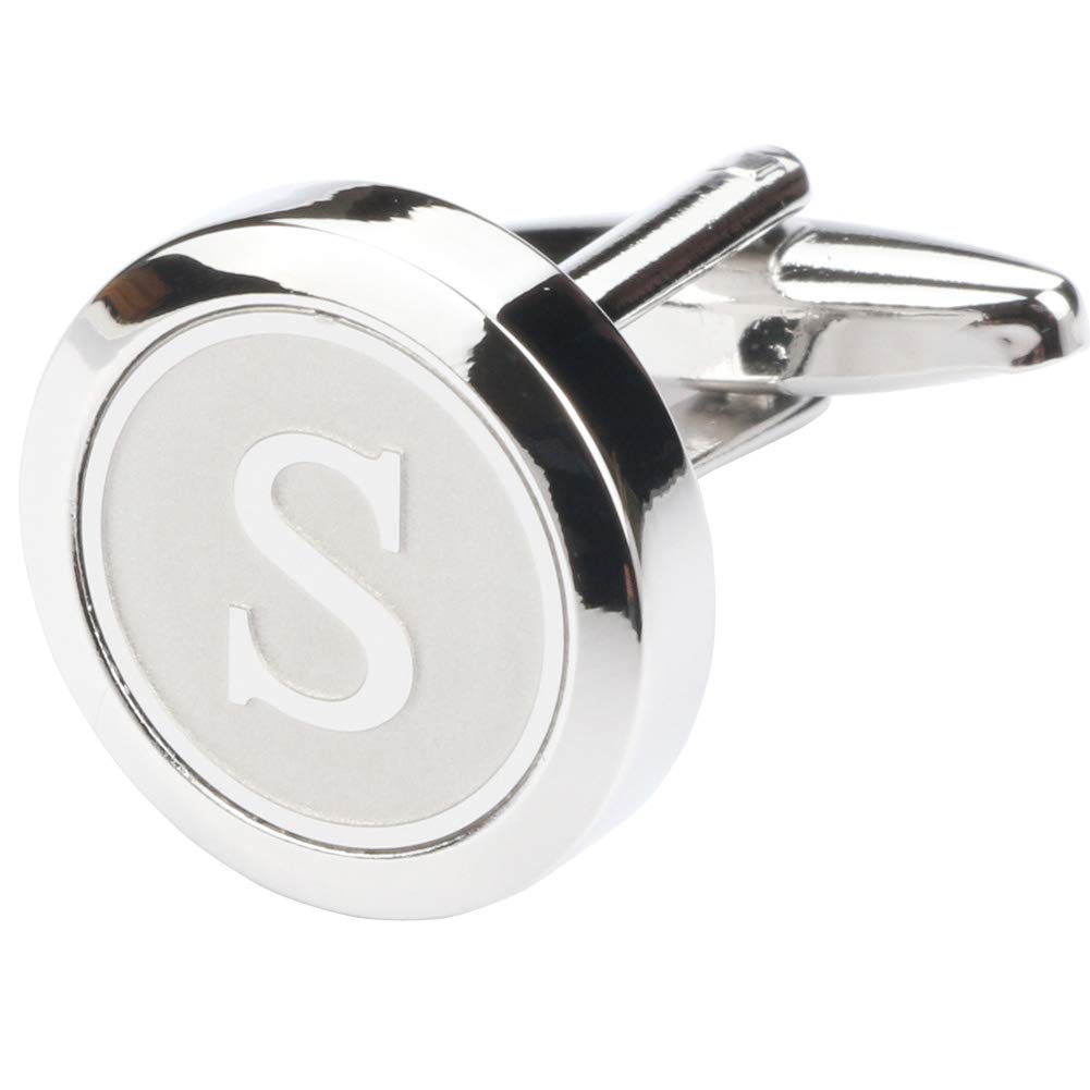 Mens Classic Stainless Steel Initial Cufflinks 26 Alphabet Initial Letter Cufflinks Business Wedding Shirts A-Z