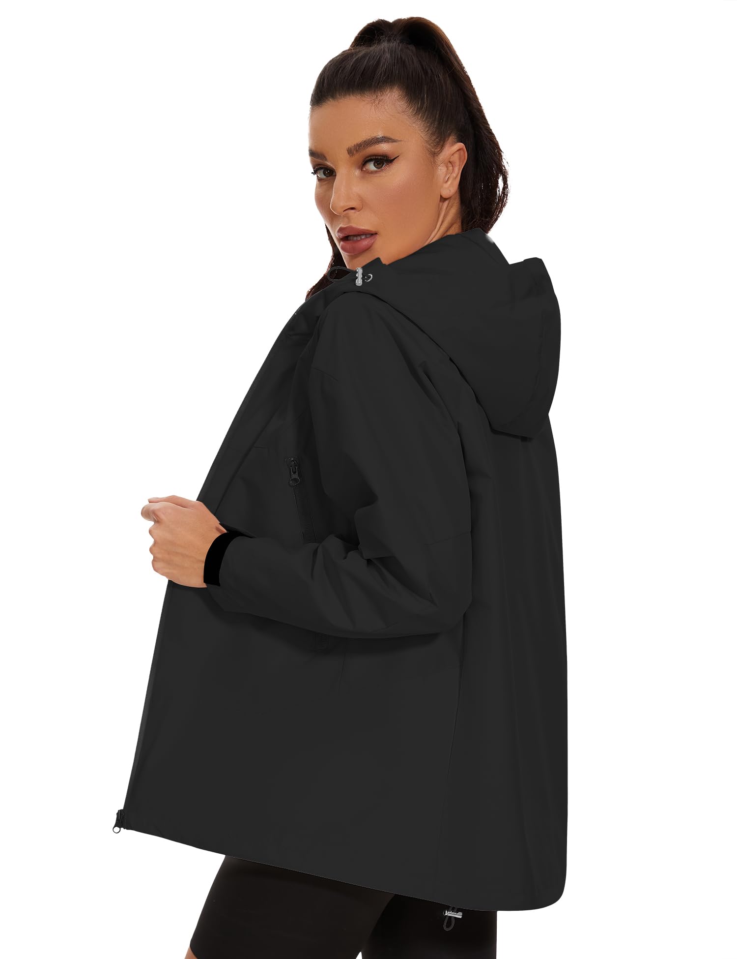 Avoogue Rain Jacket for Women Waterproof Lightweight Rain Coat Hiking Windbreaker Jacket with Hood