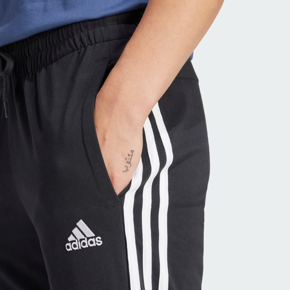 adidas Womens 3-Stripes Drawstring Sweatpants Training Casual - Black