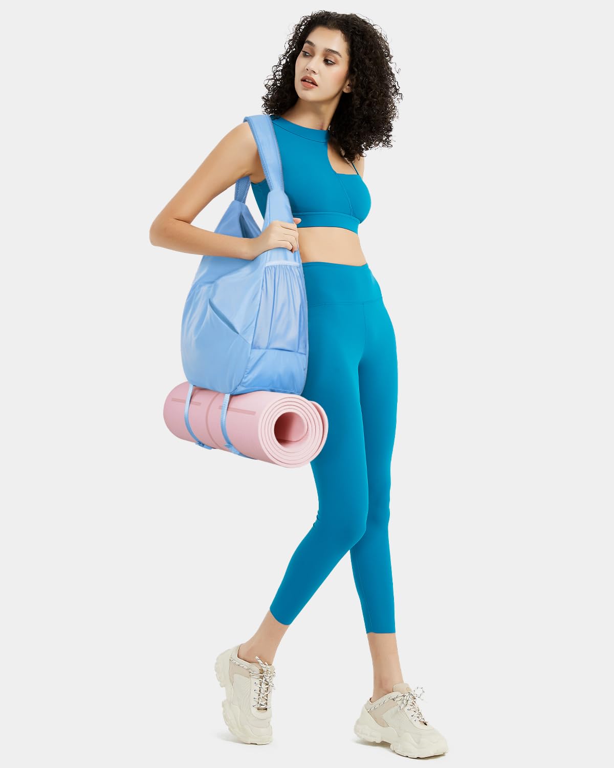 Ceneda Large Gym Bag for Women with Hidden Yoga Mat Holder & Shoe Compartment & Wet Pocket, Sports Duffle Bag for Travel