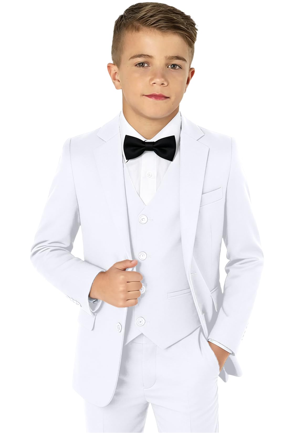 Boy Suits 5 Pieces Formal Suit Set with Adjustable Waist Kids Dress Suit for Wedding Prom