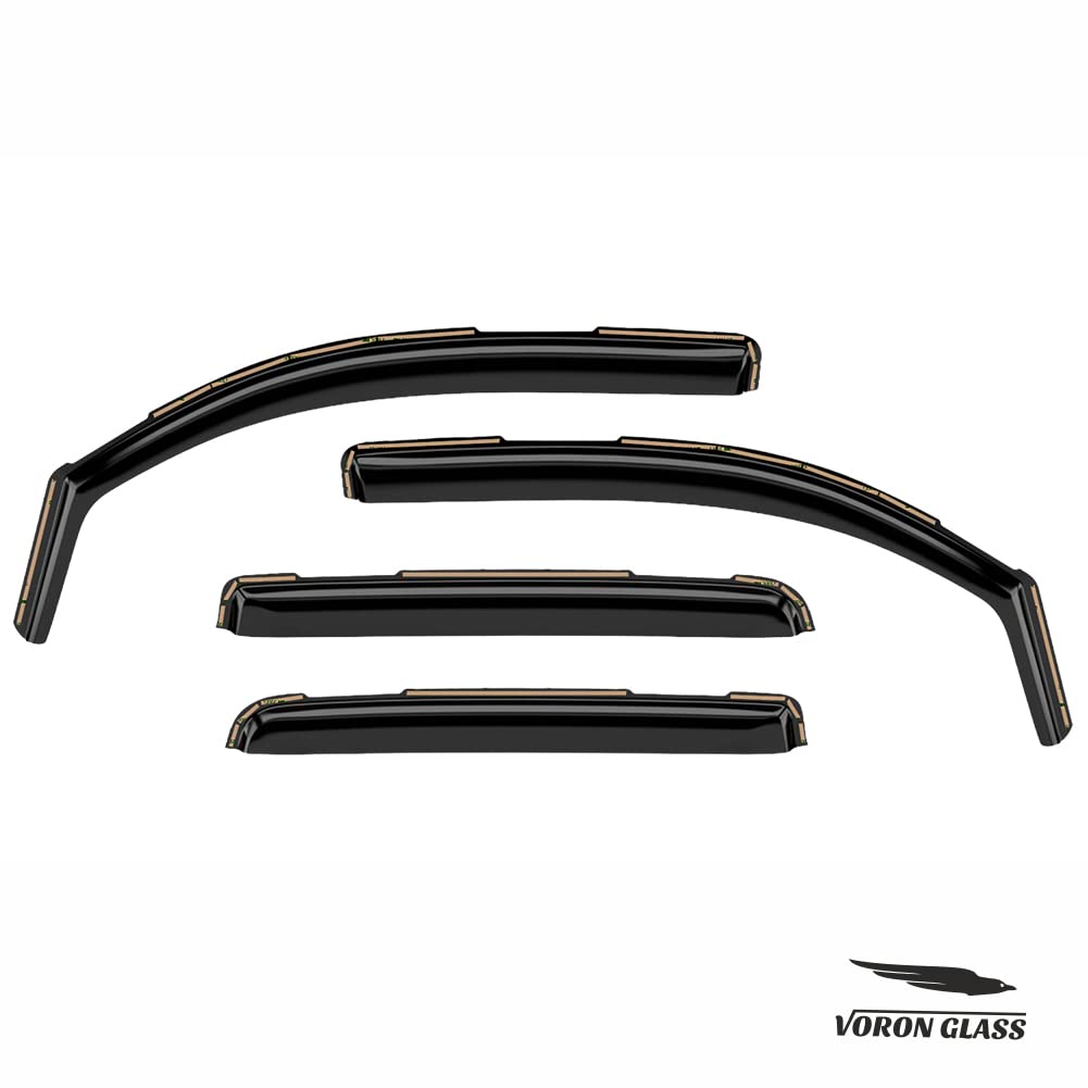 Voron Glass in-Channel Extra Durable Rain Guards for Trucks Chevrolet (Chevy) Silverado/GMC Sierra 2014-2018 Crew Cab, Window Deflectors, Vent Window Visors, 4 Pieces - 220009