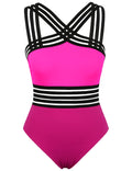 Hilor Women's Tummy Control Swimsuits Slimming One Piece Bathing Suits Front Crossover Swimwear