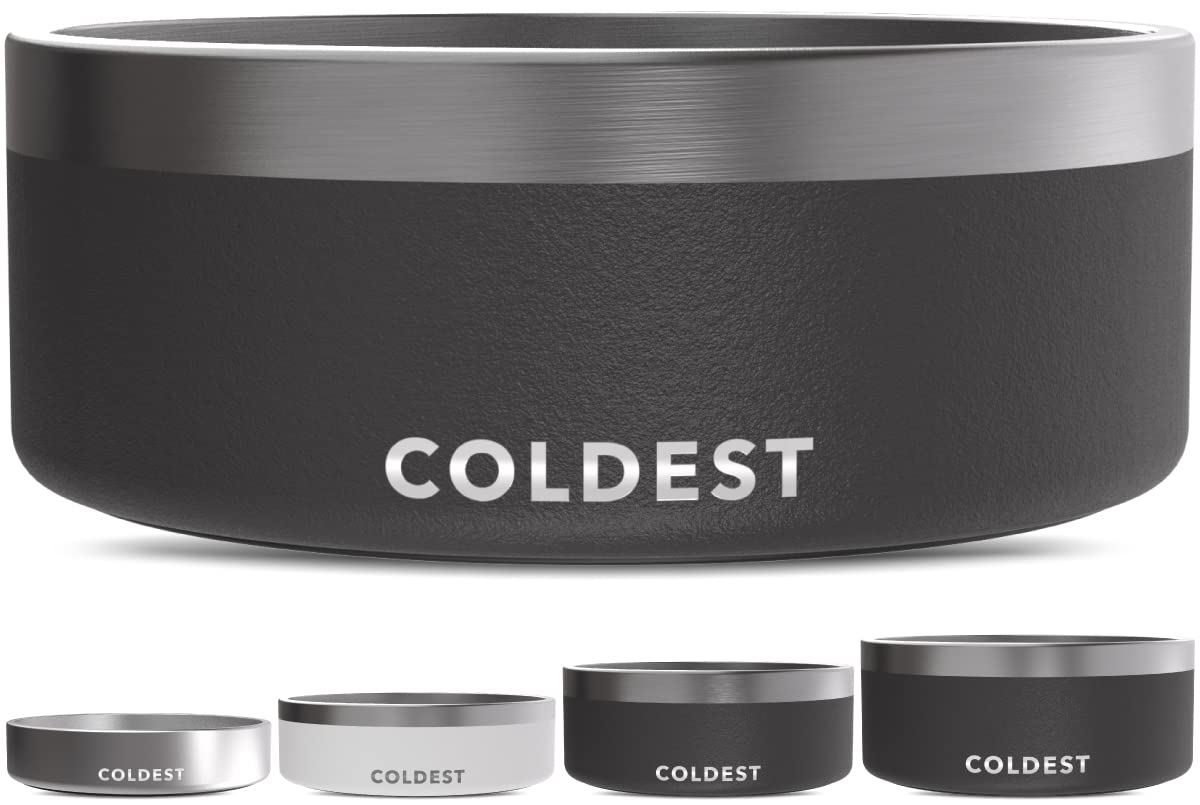 Coldest Dog Bowl - Anti Rust Metal, Non Slip, 3 Layers Insulated Stainless Steel Dog Bowls - Spill Proof & Heavy Duty - Water Bowl for Dogs, Cats & Pets, Dish Washer Safe (21 oz, Mars Red Glitter)