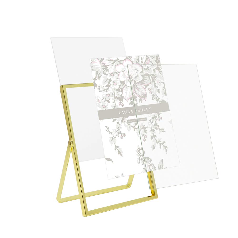 Laura Ashley 2x3 Rose Gold Flat Metal Picture Frame (Vertical) with Pull-Out Easel Stand, Made for Tabletop, Counterspace, Shelf and Desk (2x3, Rose Gold)