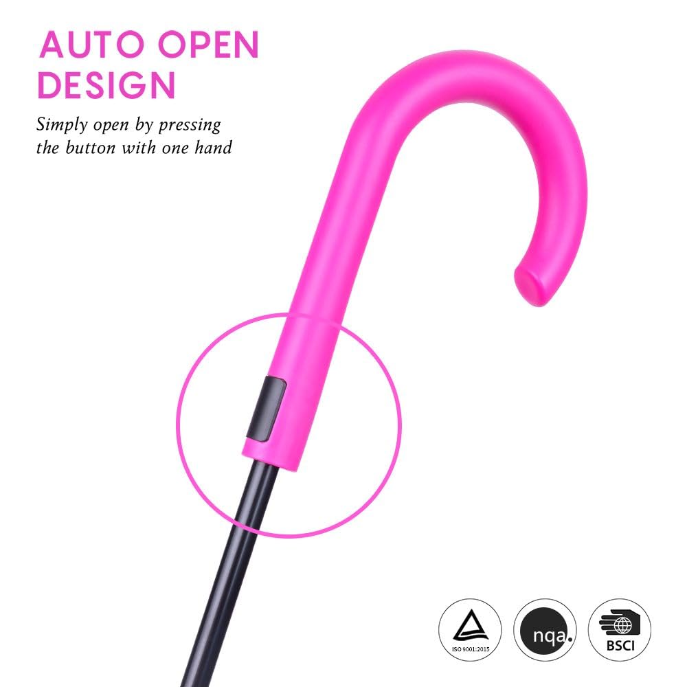RUMBRELLA UV Stick Umbrella Auto Open UPF 50+ with J Hook Handle 51IN