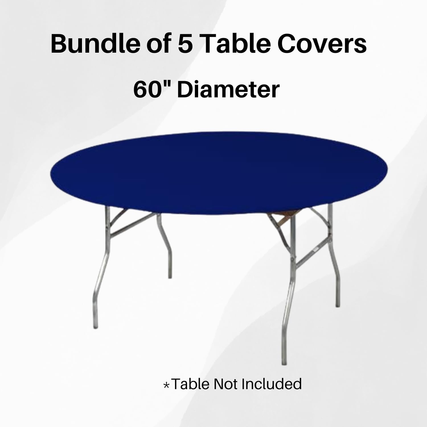 Kwik-Covers 60" Round Fitted Plastic Table Covers, 5 Pack (Black)