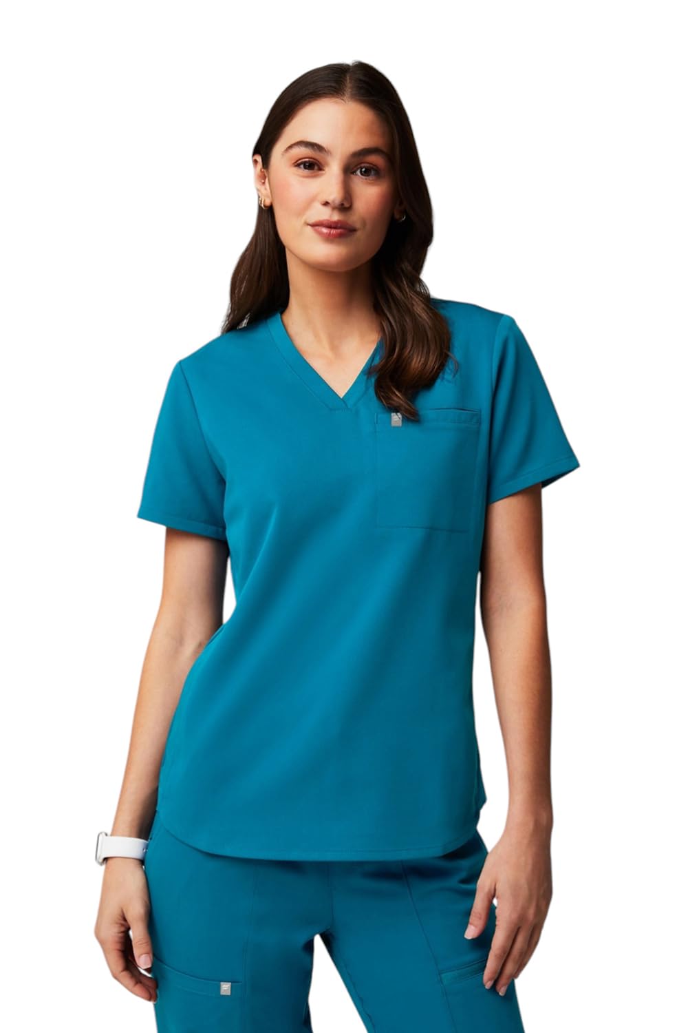 Fabletics Women's Vital 1-Pocket Scrub Top - MotionTech, Wrinkle-Resist, Chest Pocket, Anti-Shrink, Semi-Slim Fit