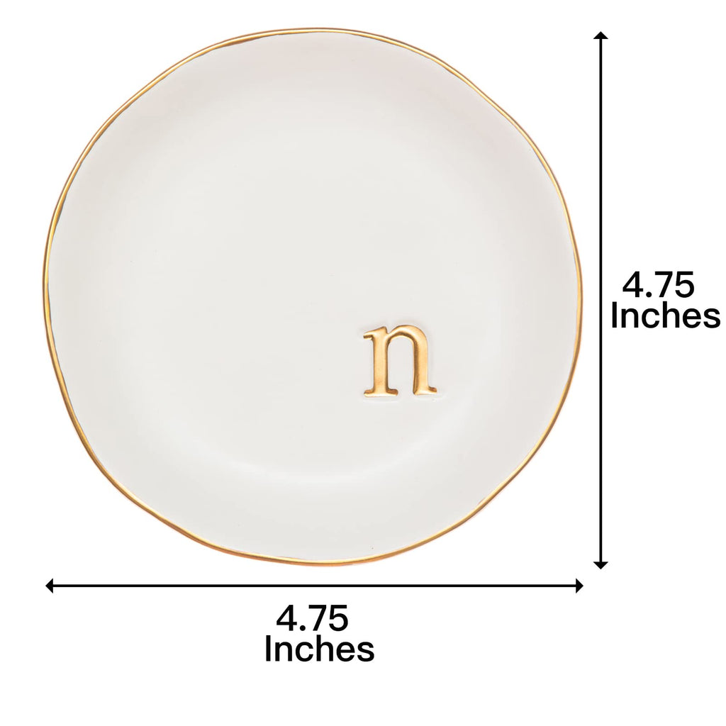 COLLECTIVE HOME - Ceramic Jewelry Tray, Decorative Trinket Dish for Rings Earrings Necklaces Bracelet Watch Keys, Birthday Mother's Day Christmas Gift for Women, 4.75", White Surface (A)