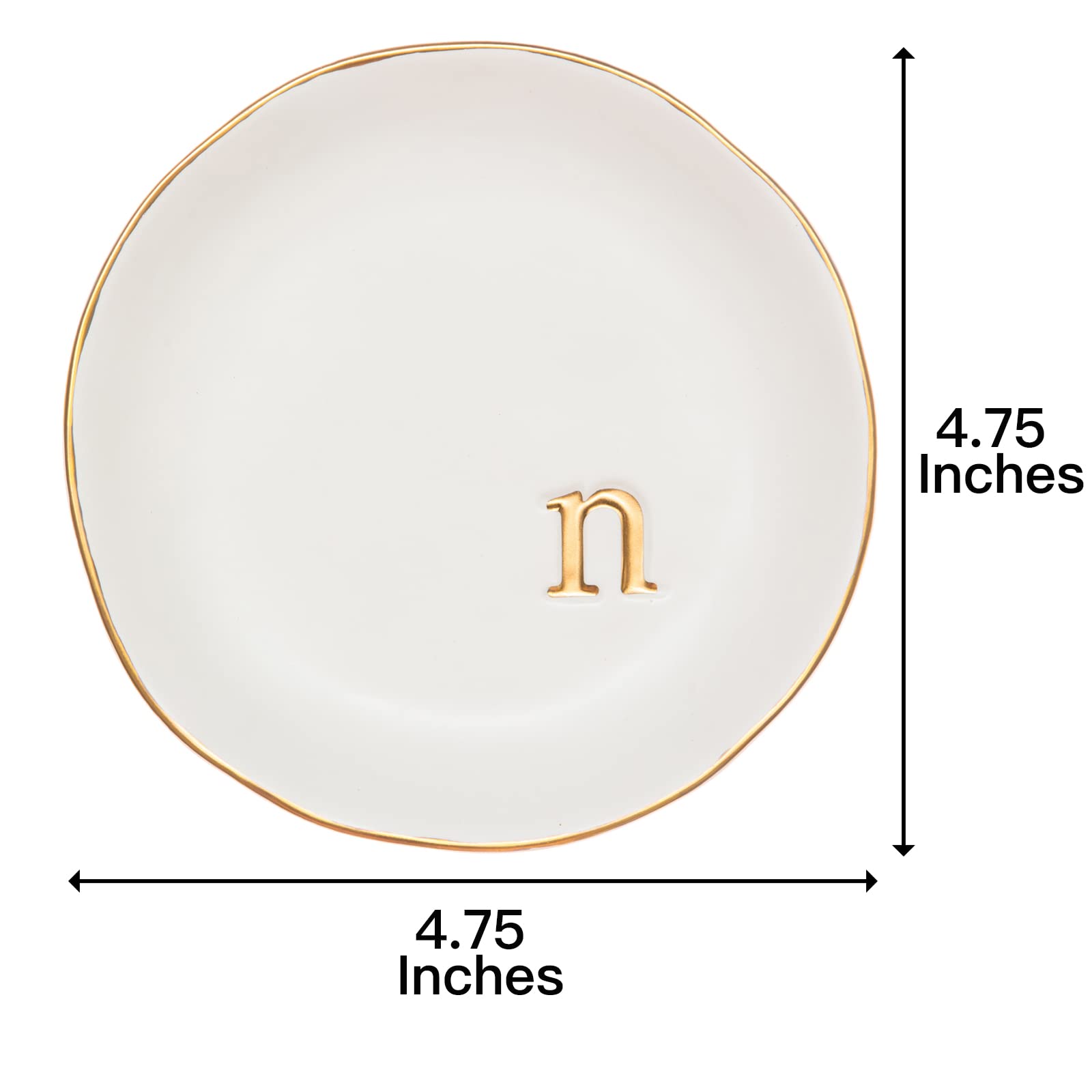COLLECTIVE HOME - Ceramic Jewelry Tray, Decorative Trinket Dish for Rings Earrings Necklaces Bracelet Watch Keys, Birthday Mother's Day Christmas Gift for Women, 4.75", White Surface (A)