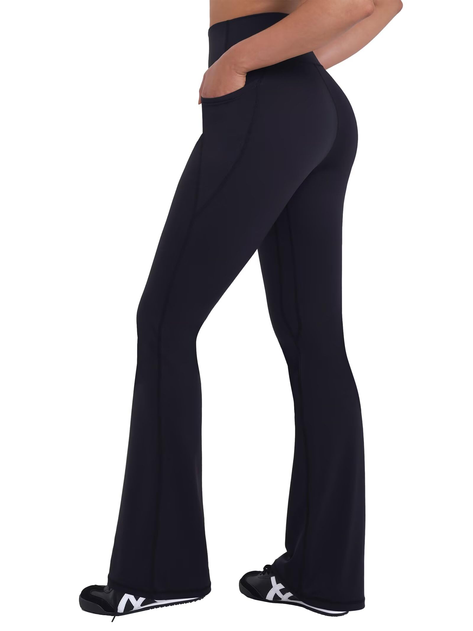 Sunzel Women Mini Flare Leggings with Pockets Breathable Bootcut Yoga Pants | Mini Flare, Buttery Soft, High Stretchy, High Waisted Tummy Control, Gym Clothes, Workout Casual Dance