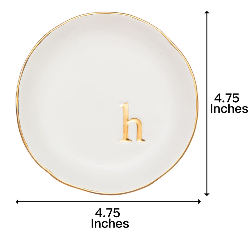 COLLECTIVE HOME - Ceramic Jewelry Tray, Decorative Trinket Dish for Rings Earrings Necklaces Bracelet Watch Keys, Birthday Mother's Day Christmas Gift for Women, 4.75", White Surface (A)